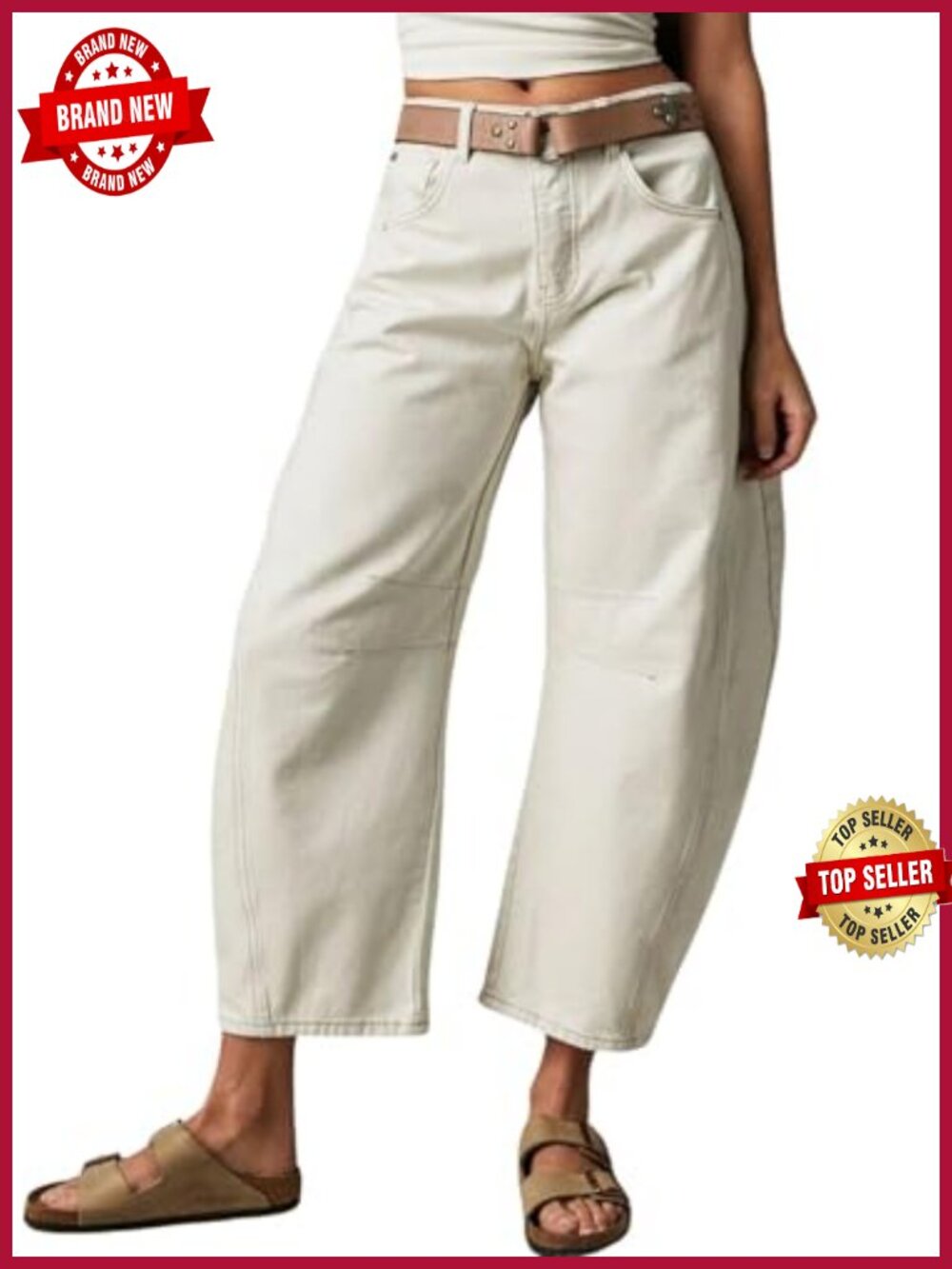 Mid Rise Barrel Jeans Stretchy Loose Wide Leg Cropped Y2k Denim Pants